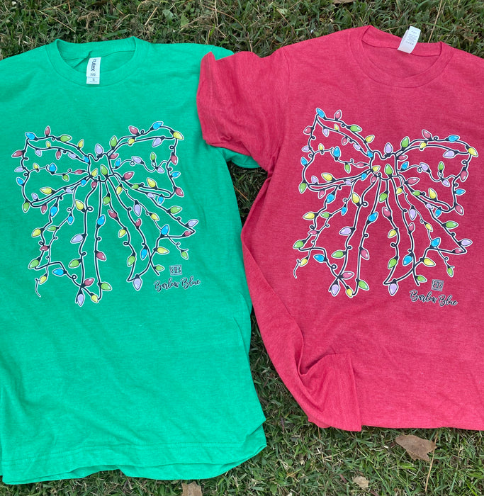 Christmas Lights Bow Tee (REG/PLUS) - 2 Colors!