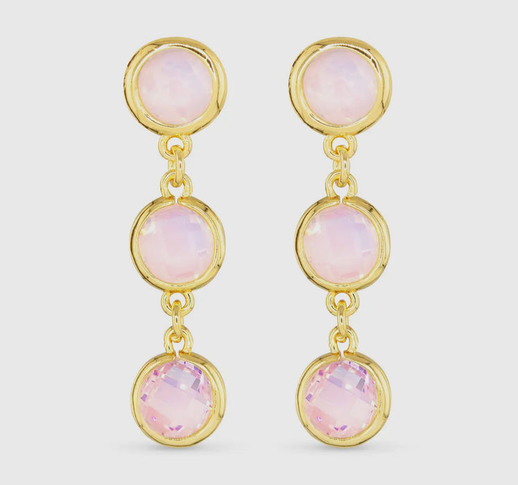 Gold & Pink Faceted Earrings