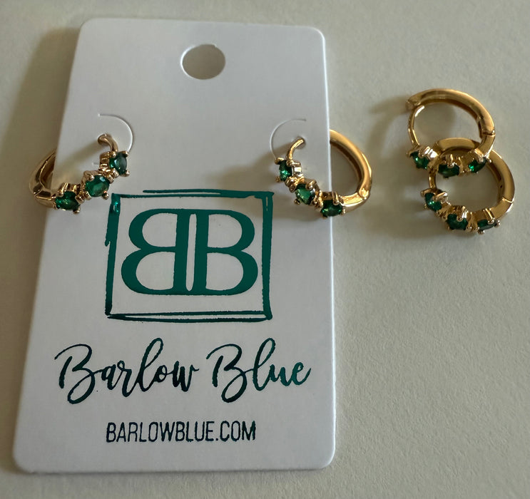 Dainty Gold Birthstone Hoop Earrings