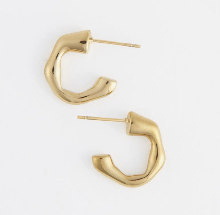 Narelle Waterproof Bamboo C-Hoop Earrings - Gold