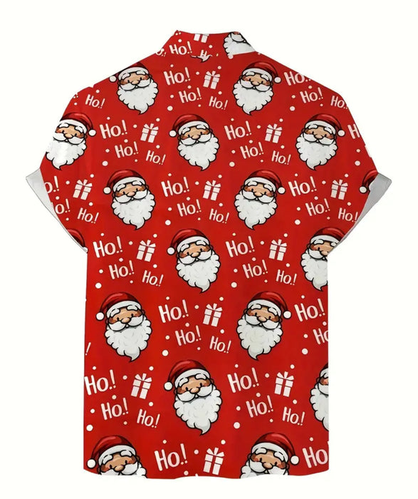 Red Santa Ho Ho Ho Button Up for Men.