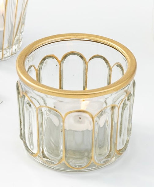 3" Faceted Tealight Glass Holder