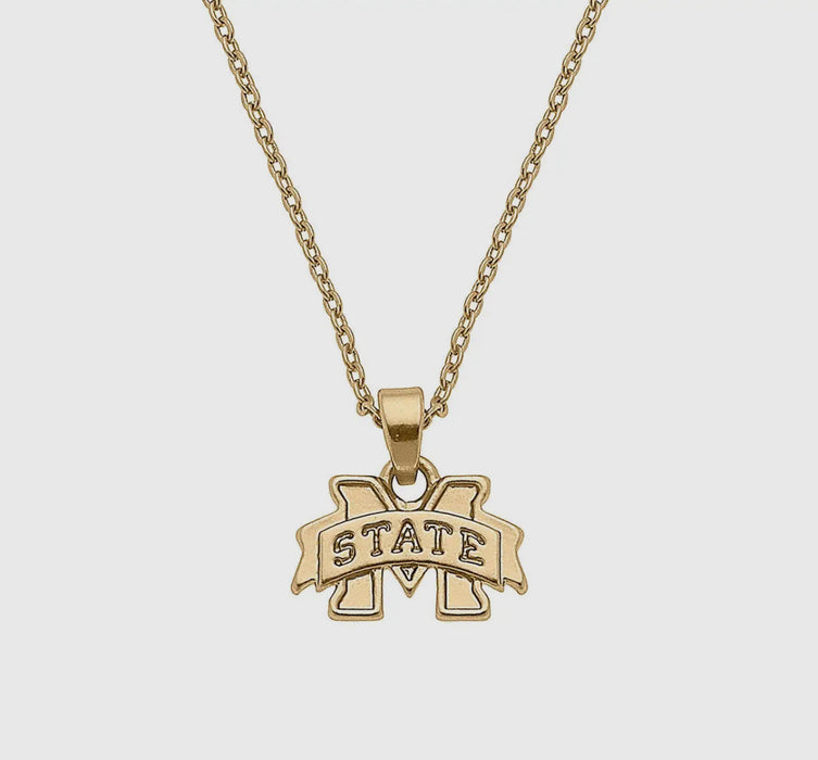 Mississippi State Bulldogs Logo 24K Gold Plated Necklace