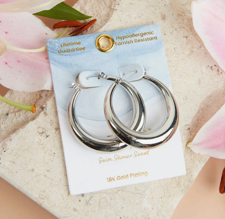Narelle Waterproof Round Hoop Silver