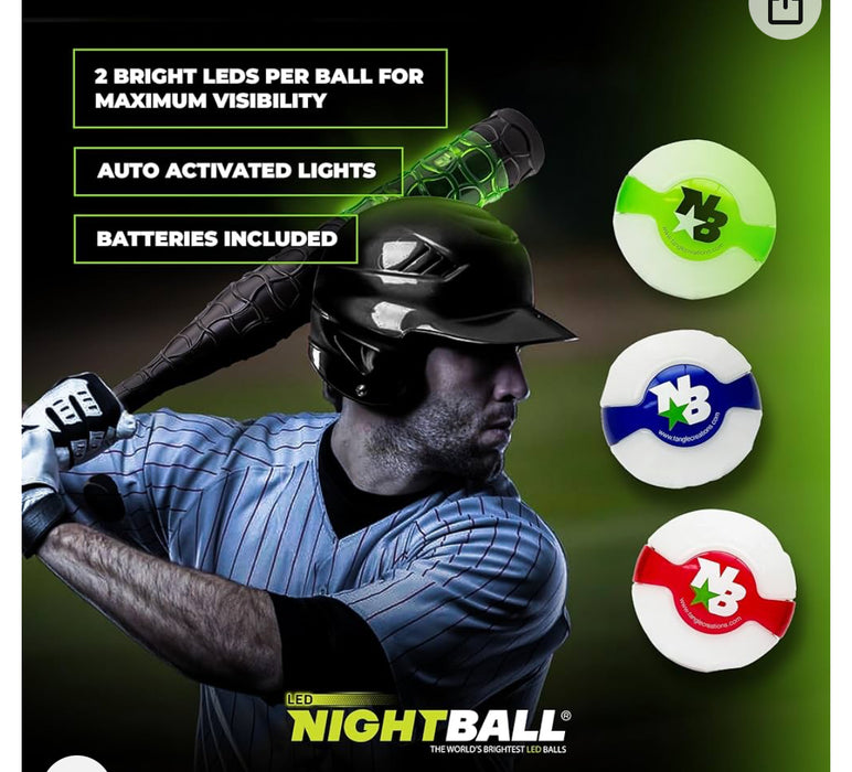 Baseball Nightballs (3 pack).  Hit it out of the park in the dark with the these light up balls!