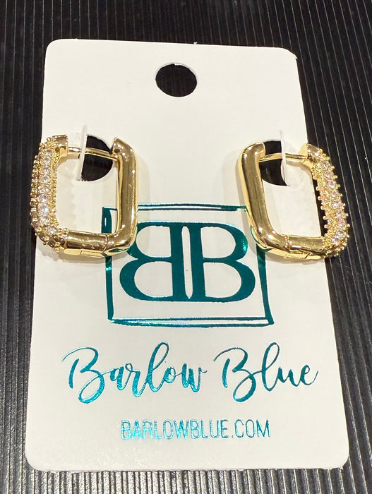 18K Gold Plated Zircon Square Hoop Earrings