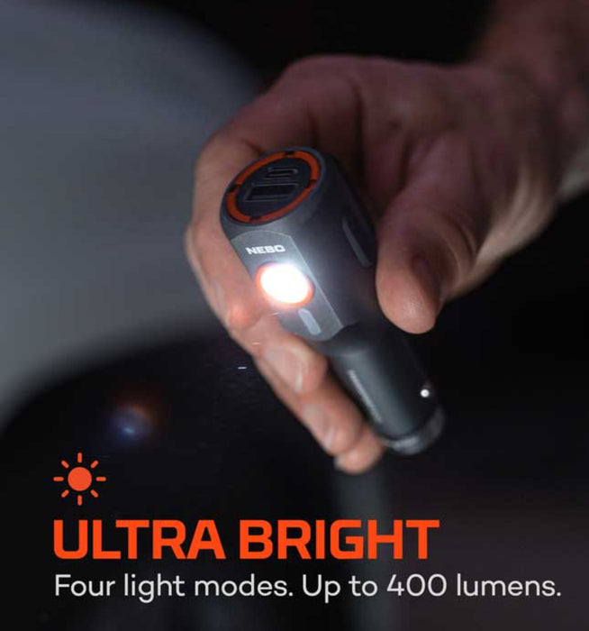 TRANSPORT 400 2-IN-1 CAR CHARGER & FLASHLIGHT.  Never be caught without a flashlight in your car again!