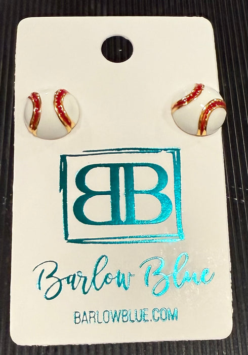 Stainless Steel Enamel Baseball Stud Earrings