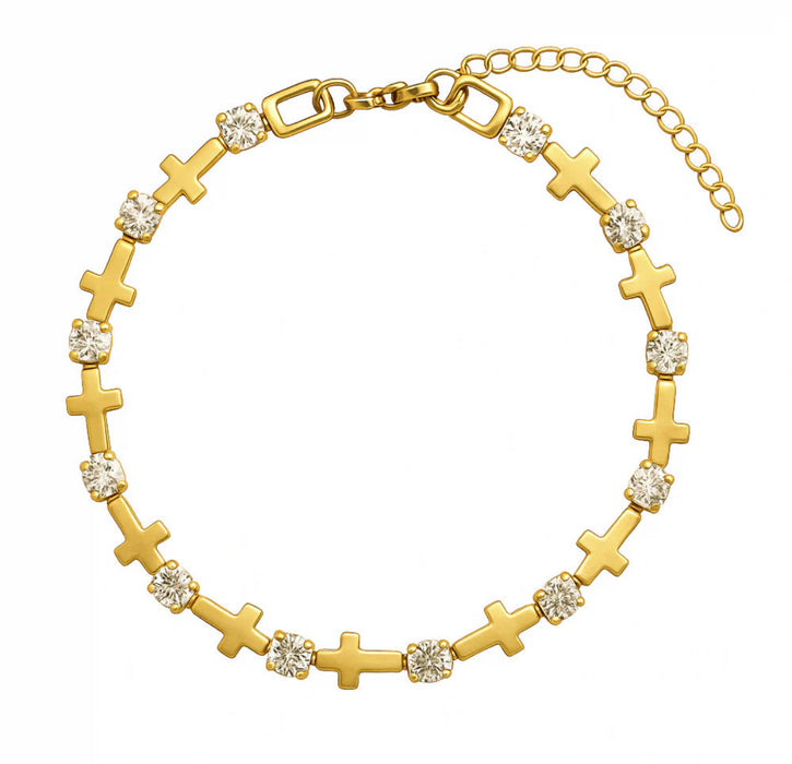 The Celeste – CZ + Cross Link Bracelet