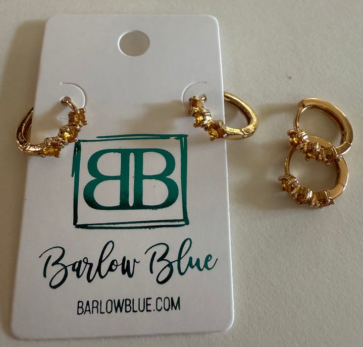 Dainty Gold Birthstone Hoop Earrings
