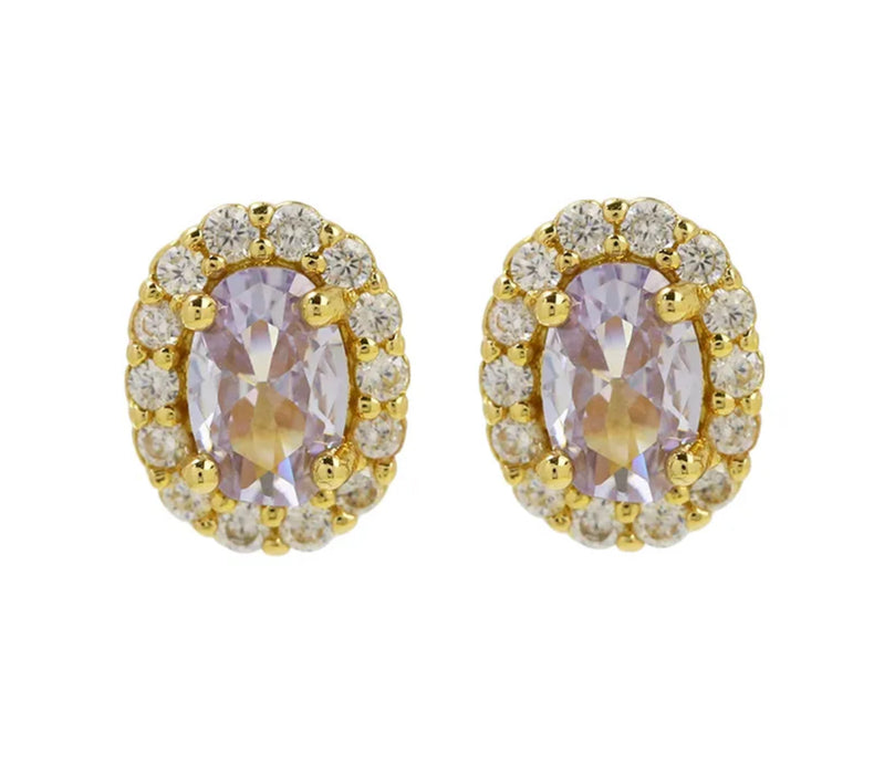 Birthstone Halo Stud Earrings