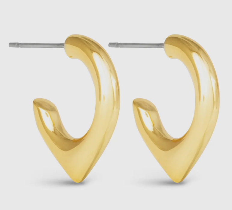 Siena Gold Polished Corner Hoop Huggie Earrings