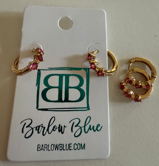 Dainty Gold Birthstone Hoop Earrings
