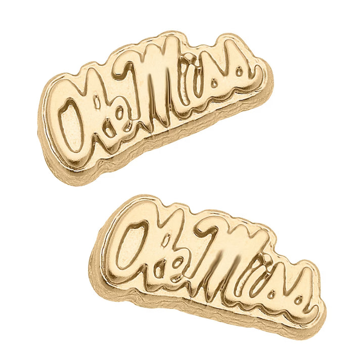 Ole Miss Logo Earrings.  24K Gold Plated by Canvas Style