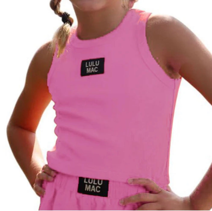 YOUTH Bubblegum Pink Lulu Mac Logo Tank **NEW VALENTINE’S DAY DROP PREORDER**