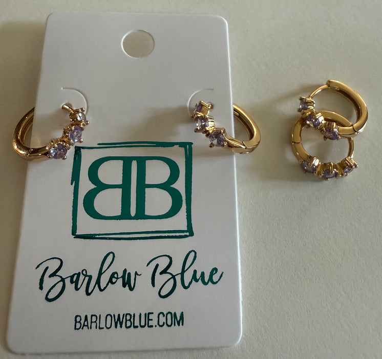 Dainty Gold Birthstone Hoop Earrings