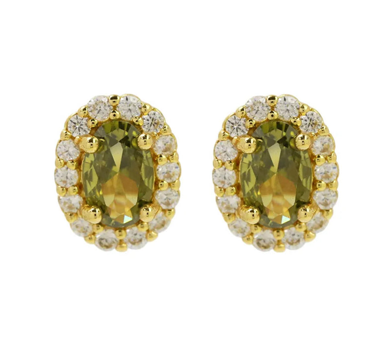 Birthstone Halo Stud Earrings