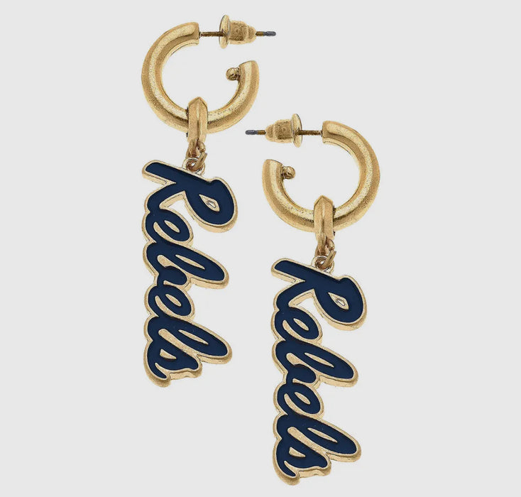 Ole Miss Rebels Enamel Drop Hoop Earrings