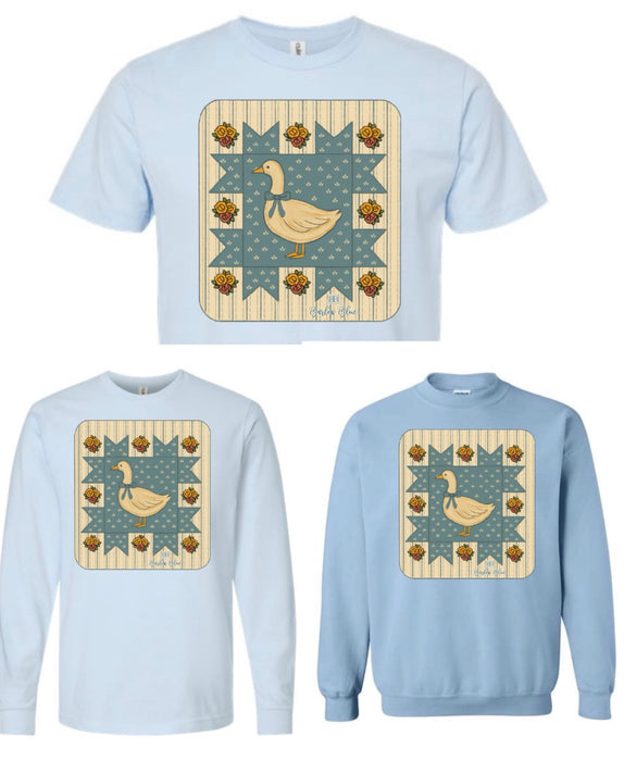 Vintage Goose Quilt Block.  Graphic Tee or Sweatshirt.  Vintage Thrifting Vibes.
