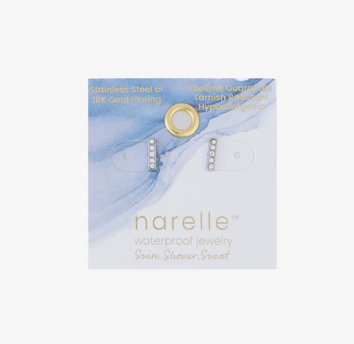 Narelle Waterproof Gem Bar Stud Earrings - Silver