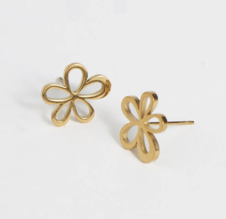 Narelle Waterproof Flower Stud Earrings - Gold