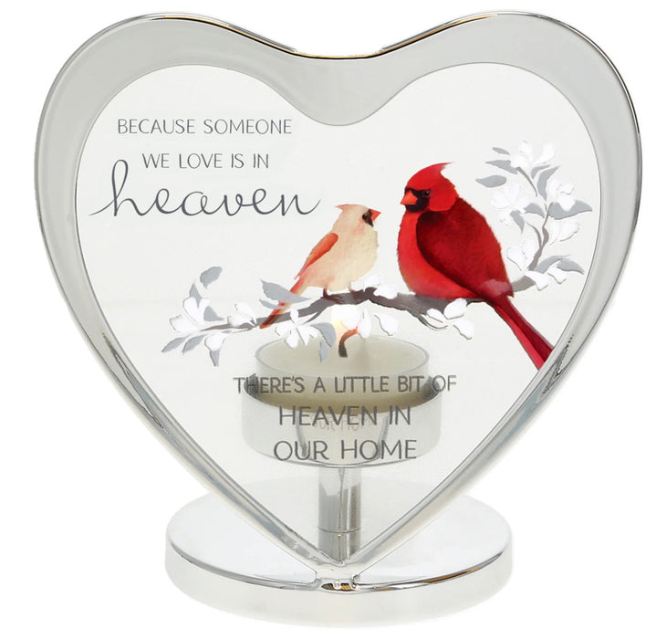 Heaven In Our Home - 5" Glass Heart Tea Light Holder