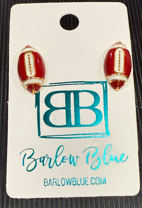 Stainless Steel Enamel Football Stud Earrings
