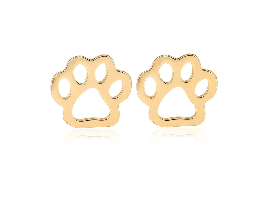 Open Paw Print Earrings. Available in Gold & Silver
