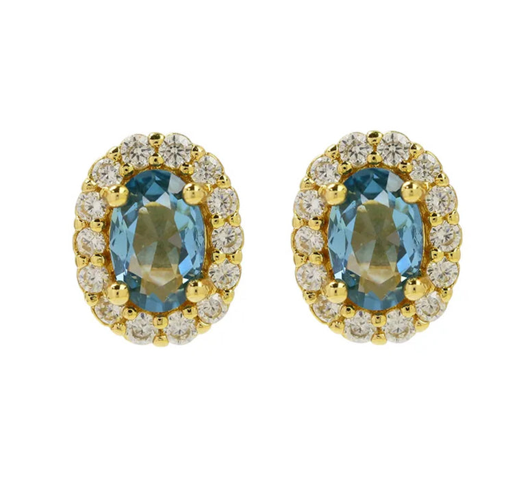 Birthstone Halo Stud Earrings