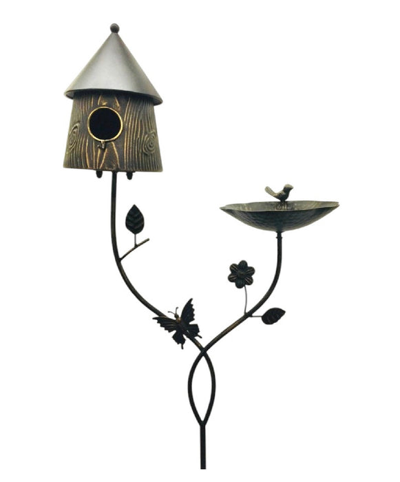 Birdhouse and Birdbath on Pole 63"x16" ⚠️ Oversized Item.  Store Pick Up Only! No Shipping.