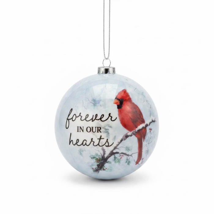 3" Yuletide Cardinal Paper Mache Round Ornaments- 3 Styles!