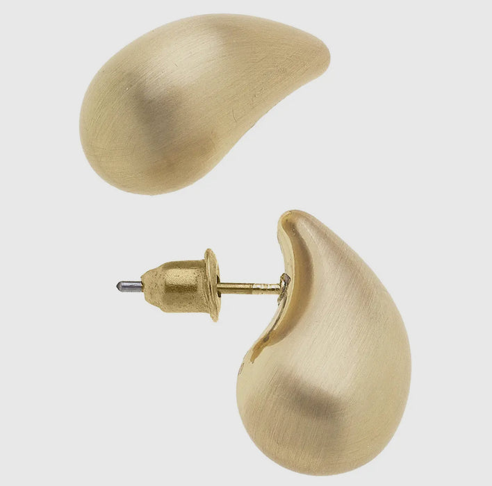 Gold Icon Puffed Mini Teardrop Stud Earrings
