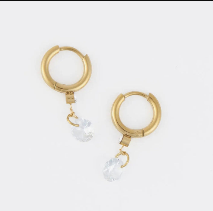 Narelle Waterproof Drop Huggie Hoop Earrings - Gold