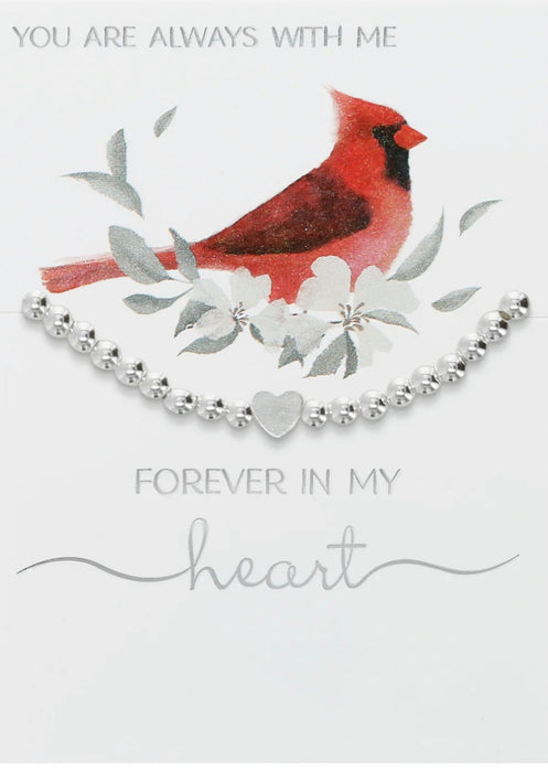 Forever In My Heart - Silver Plated Beaded Stretch Bracelet