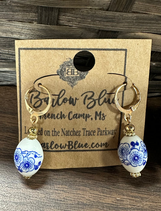 Blue & White Floral Earrings - 2 Styles!