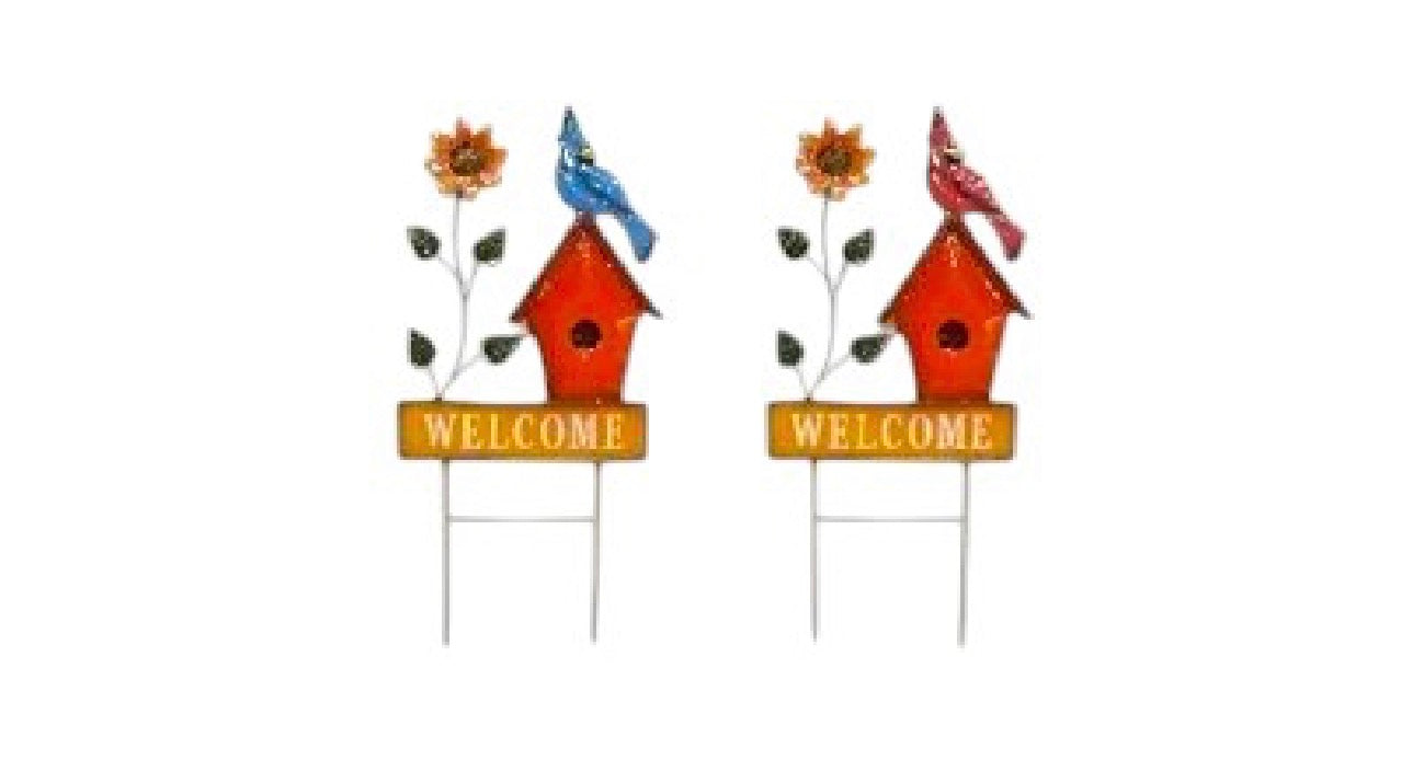 Birdhouse w/Sunflower Sign on Two Poles 30"x14" - 2 Colors! ⚠️ Oversized Item.  Store Pick Up Only! No Shipping.
