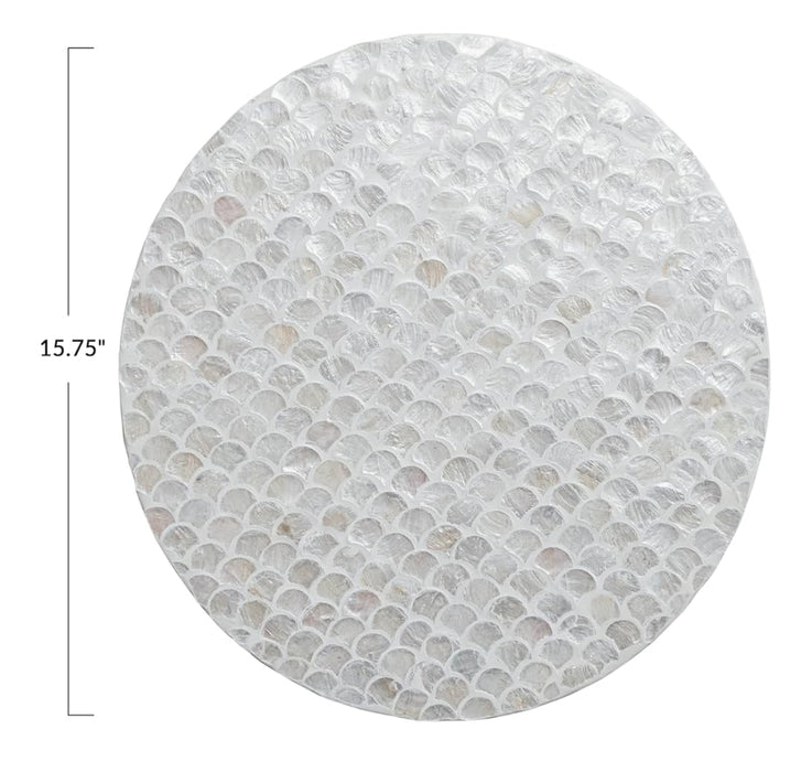 Capiz Shell Lazy Susan, Cream Color & Natural