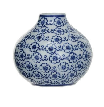 Blue Hand Stamped Stoneware Vases- Available in 3 Sizes!