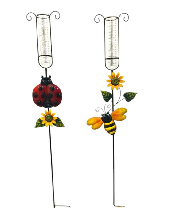 Rain Gauge w/Bee or Ladybug Stake 42"x7" ⚠️ Oversized Item.  Store Pick Up Only! No Shipping.
