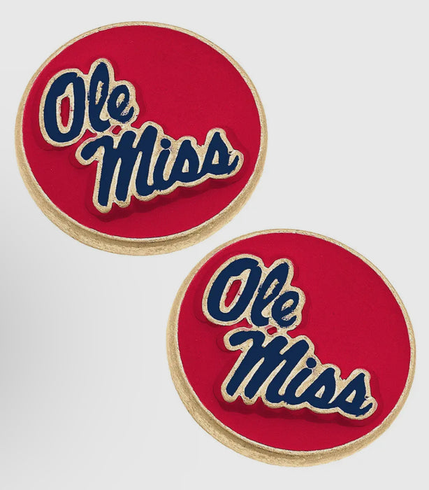 Ole Miss Rebels Disc Stud Earrings