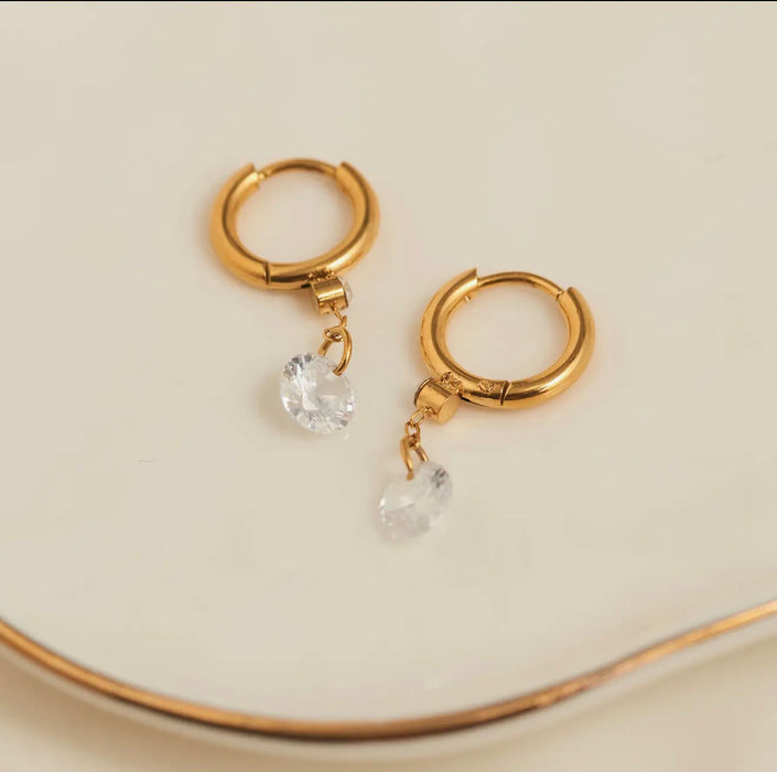 Narelle Waterproof Drop Huggie Hoop Earrings - Gold