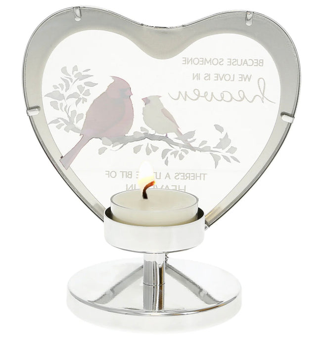 Heaven In Our Home - 5" Glass Heart Tea Light Holder