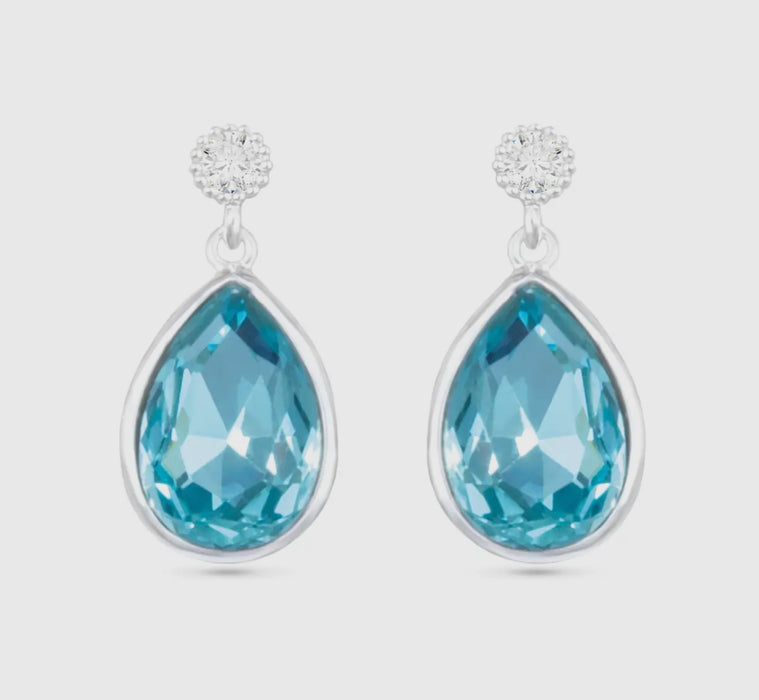 Pear Shaped Blue CZ Earrings