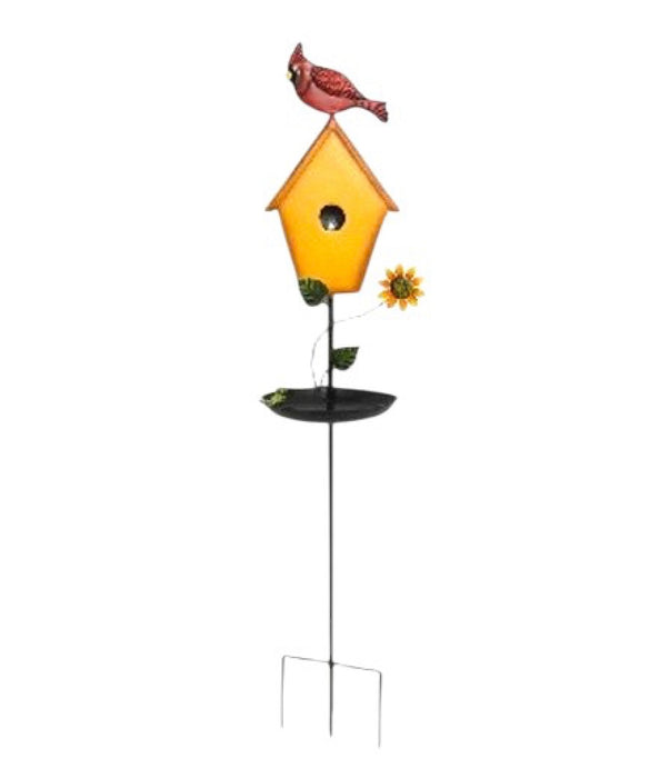 Birdbath w/Birdhouse Sign & Cardinal Stake 40"x11" ⚠️ Oversized Item.  Store Pick Up Only! No Shipping.