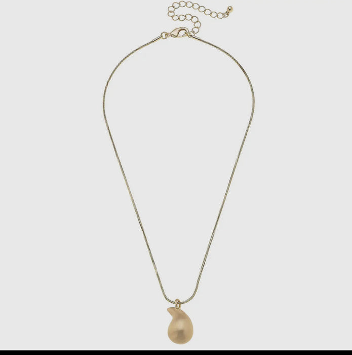 Gold Icon Puffed Mini Teardrop Necklace