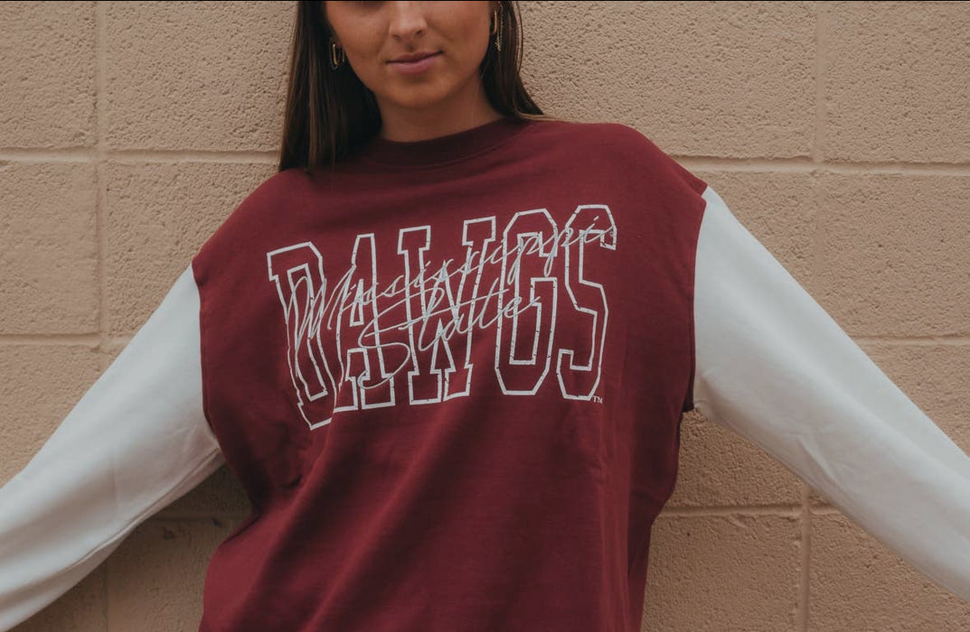 Mississippi State Dawgs Oversized Colorblock Crew