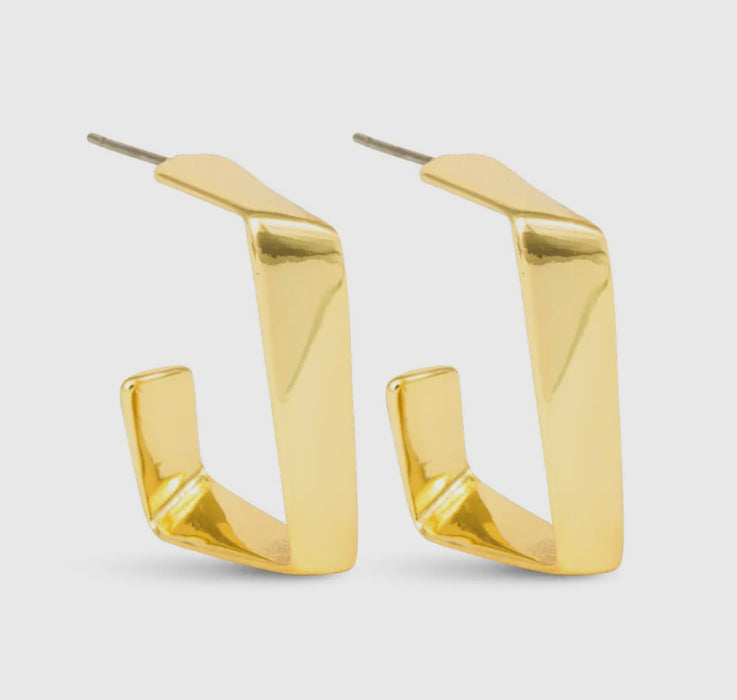 Willow Gold Polished Square Hoop Earrings