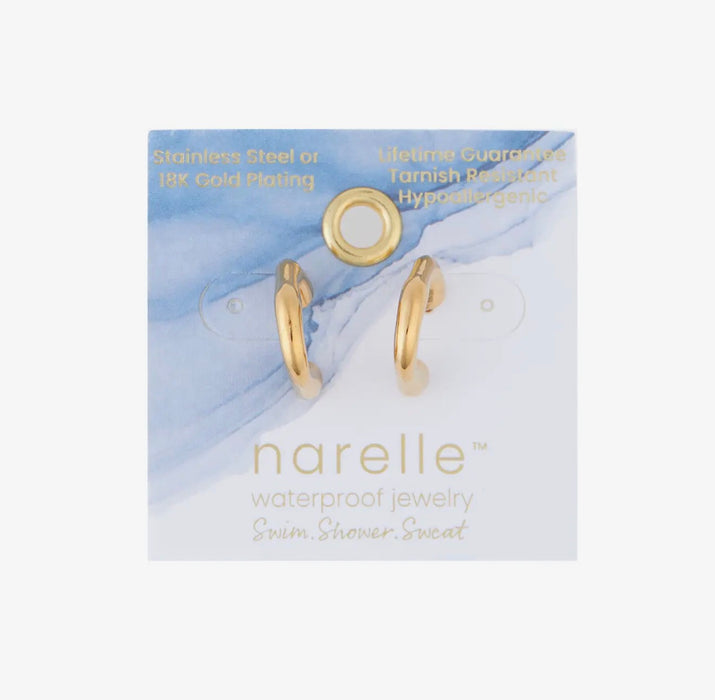 Narelle Waterproof Bamboo C-Hoop Earrings - Gold