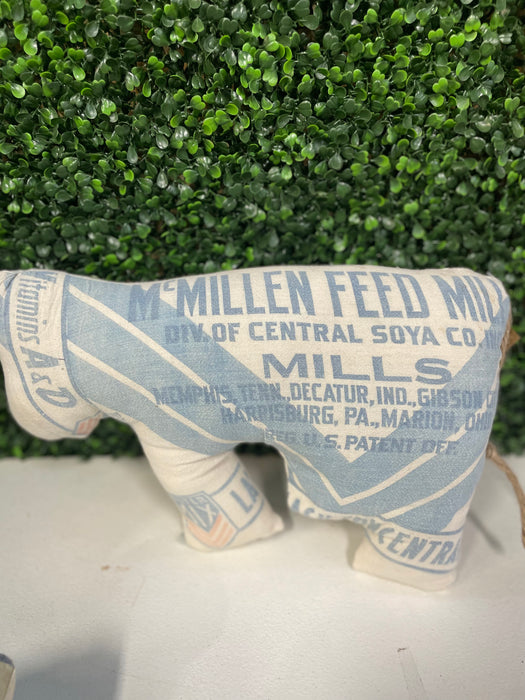 Vintage Feed Sack Pillows.  Farm Animals.