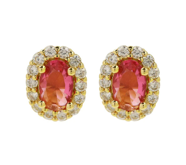 Birthstone Halo Stud Earrings